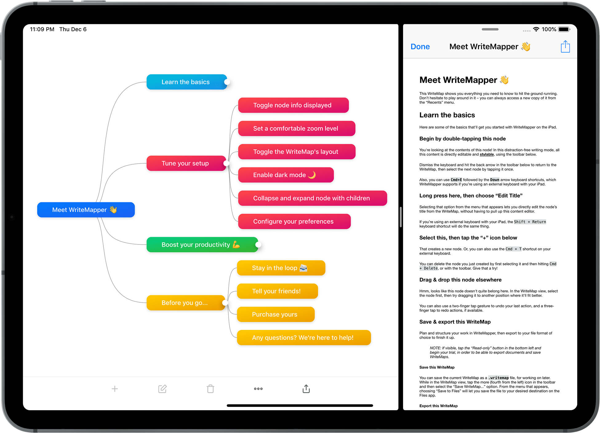 simplemind add notes