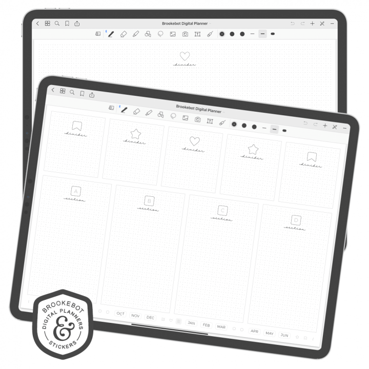 This review focuses on the $57 Panda-Cupcake Brookebot’s digital planner. To see all the different types of planners available in the Brookebot shop, be sure to visit their website. Paperless X
