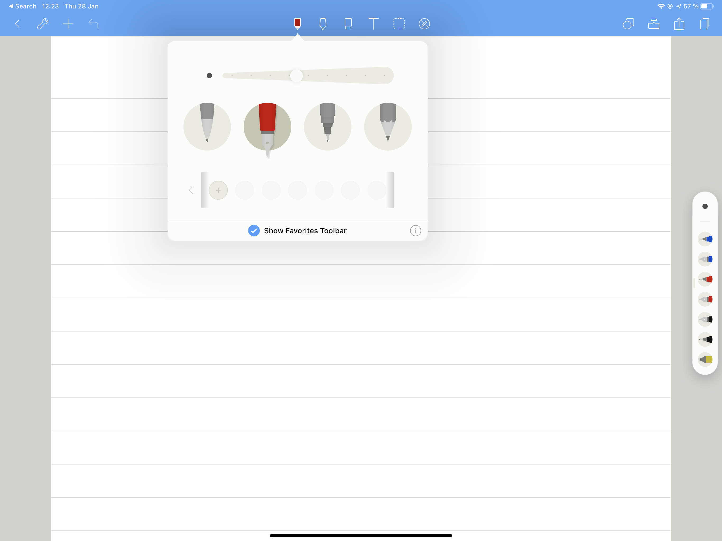 Noteshelf Version 8 Updates News Noteshelf 8.2 has a new pen slider and a mobile favourites toolbar