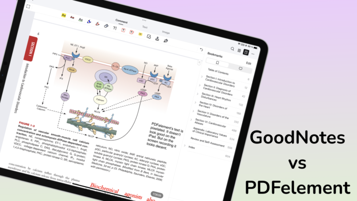 iPad Pro showing an open PDF textbook in PDFelement