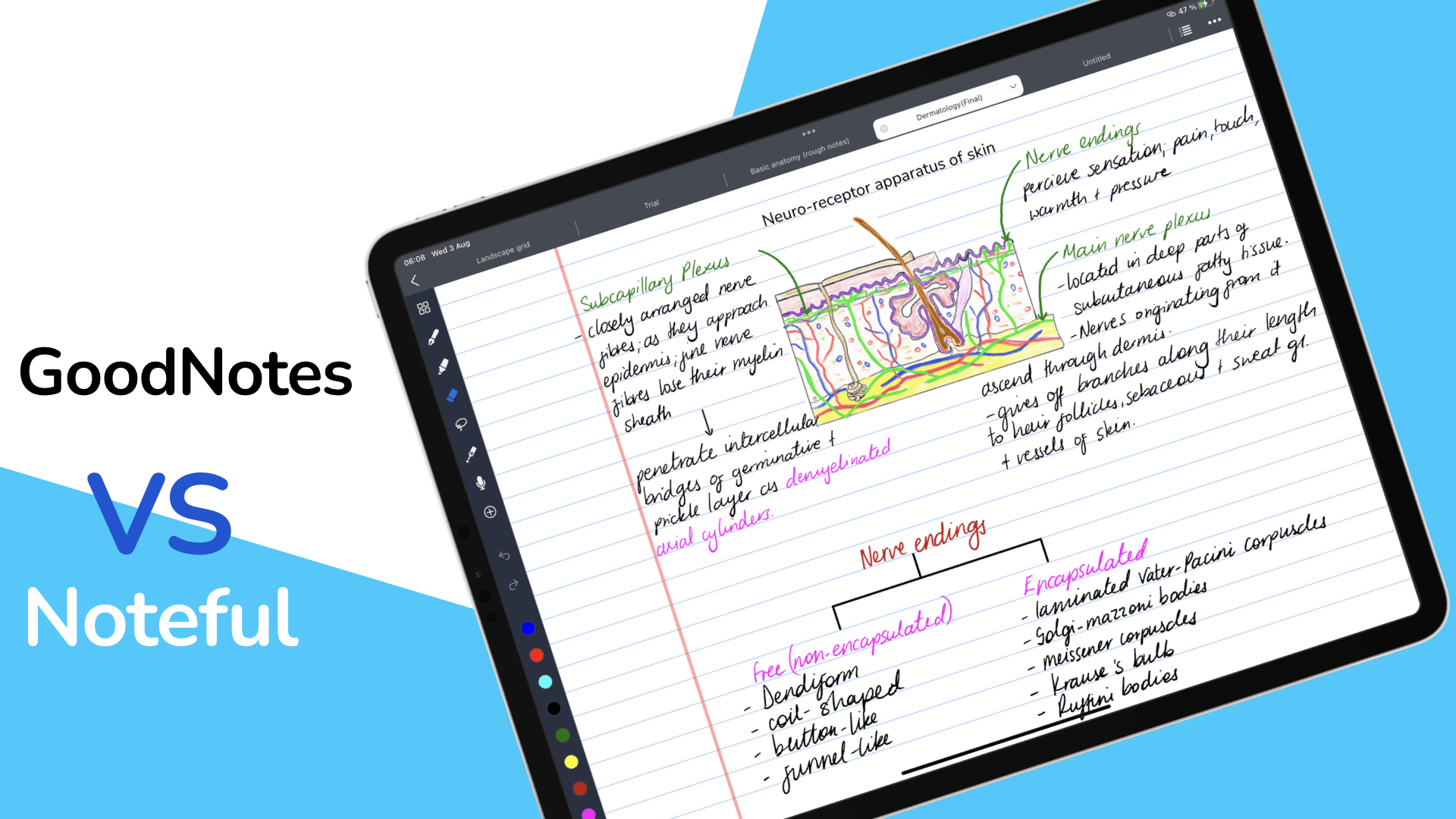 iPad Pro showing handwritten notes in Noteful