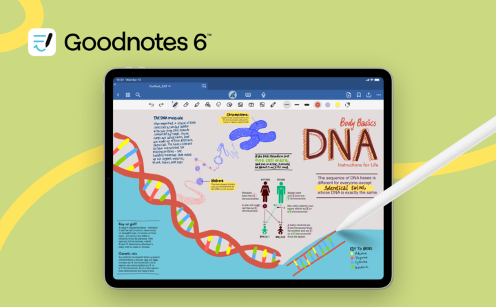 The image shows some colourful notes in GoodNotes 6