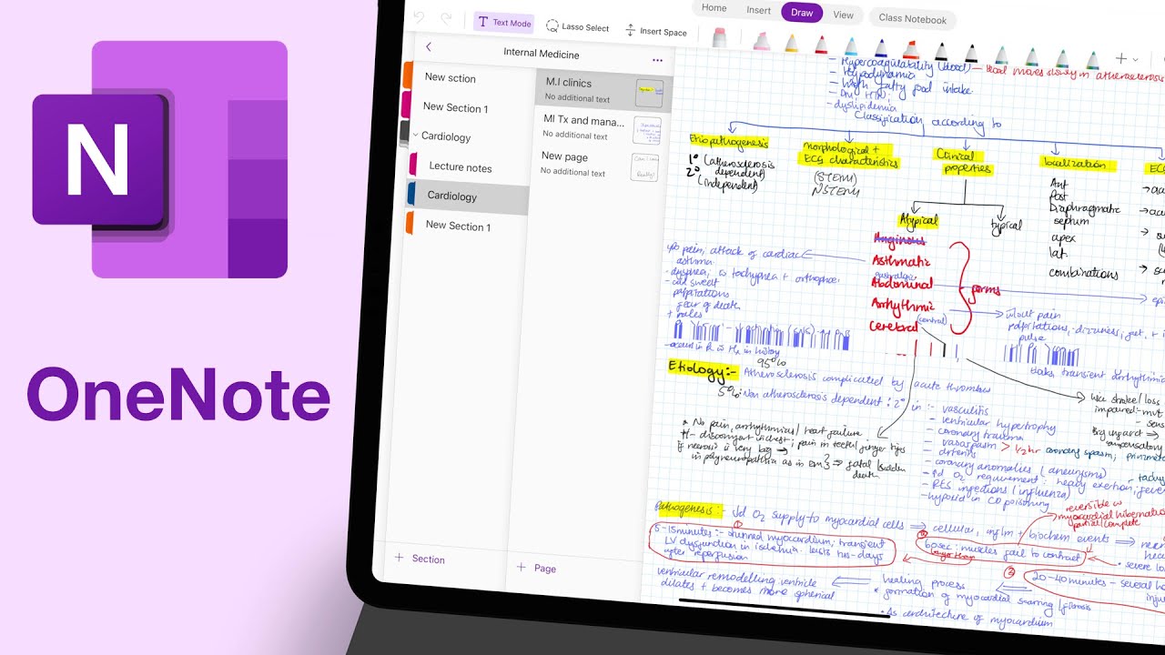 The iPad Pro with some handwritten notes in OneNote
