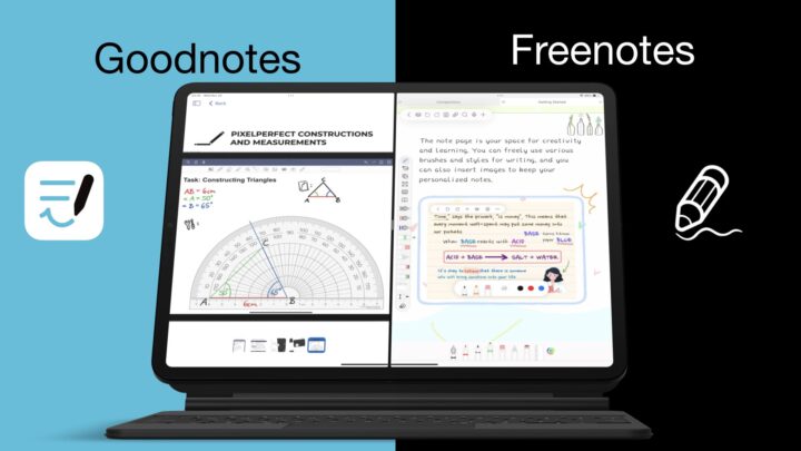 Image showing notes in Goodnotes 6 (left) and Freenotes (right).