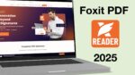 Image showing the Foxit PDF Reader website on a MacBook Pro.